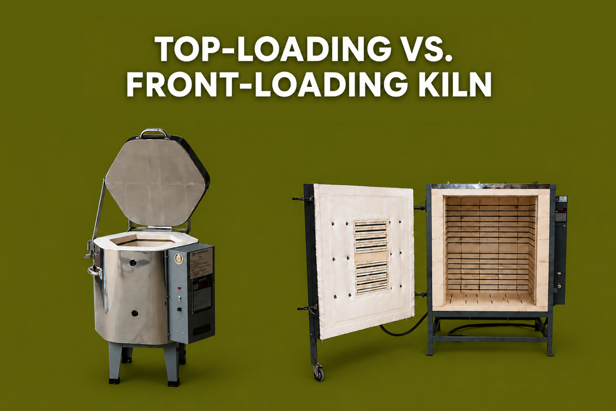 Top loading vs front loading kiln shown side by side highlighting the key differences for buyers.