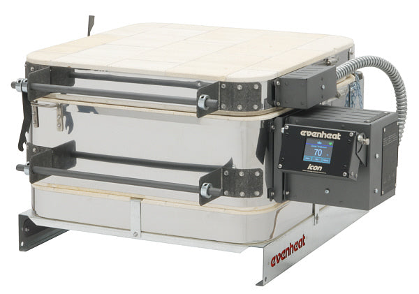 Evenheat Kiln - Studio Pro 14 front-loading kiln with digital control panel, designed for ceramics, glass fusing, jewelry making, and heat treating applications.