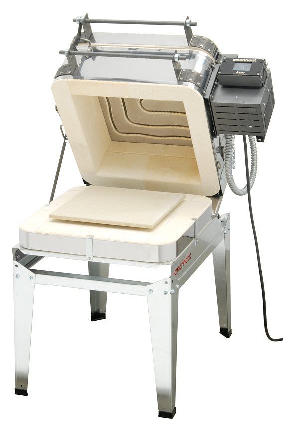 Evenheat Kiln - Studio Pro 14 with a front-loading clamshell design and digital controller, ideal for ceramics, glass fusing, and heat treating in pottery and jewelry making.