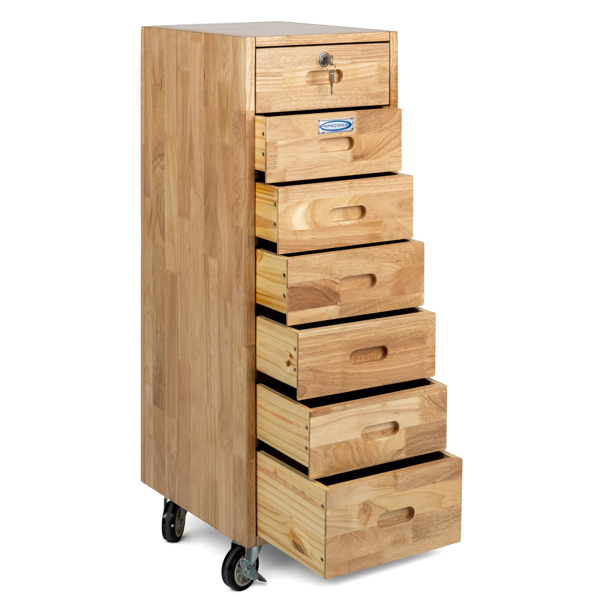 7 Drawer Rolling Cabinet - Heavy Duty Casters, Hardwood - Kiln Frog